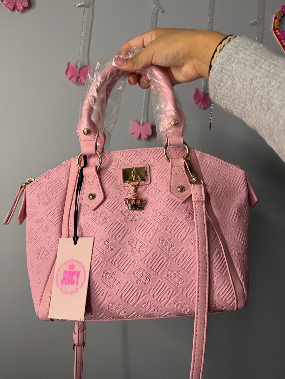 NWT Juicy Couture Pink Embossed Satchel Purse